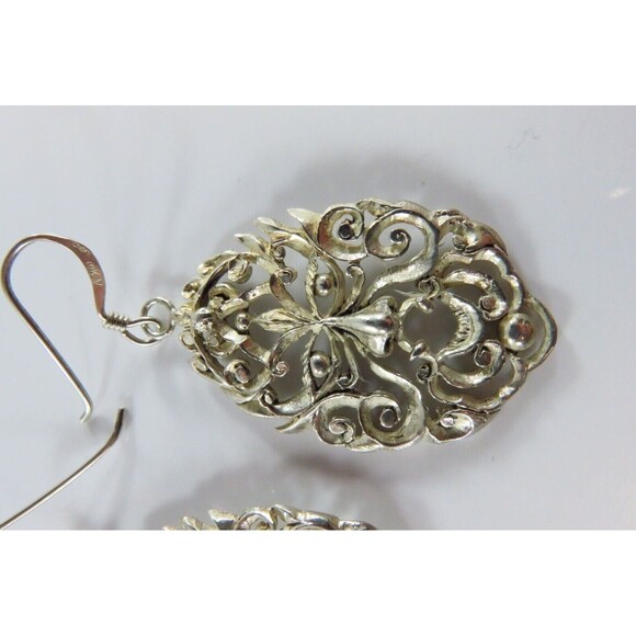 Pierced Sterling Silver Art Nouveau Style Dangling Face Earrings 925 - Picture 4 of 8